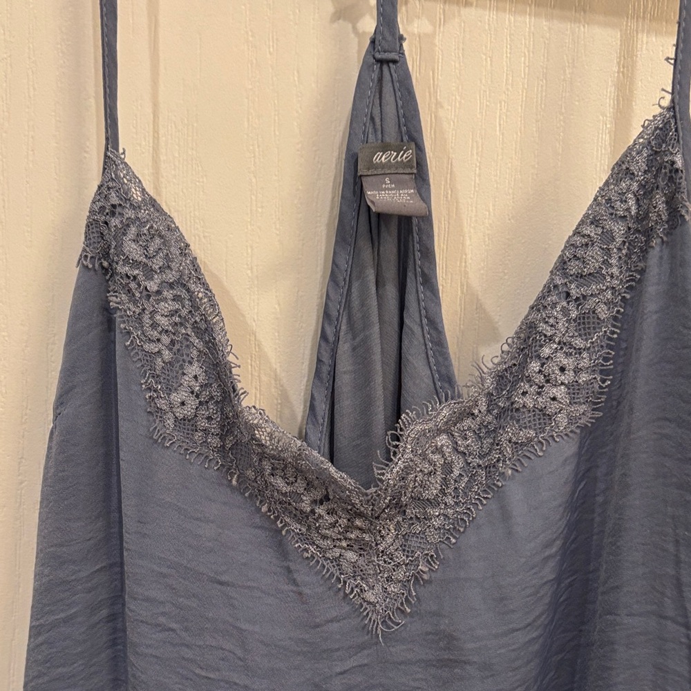 Aerie Soft Blue Lace Chemise - Picture 6 of 6